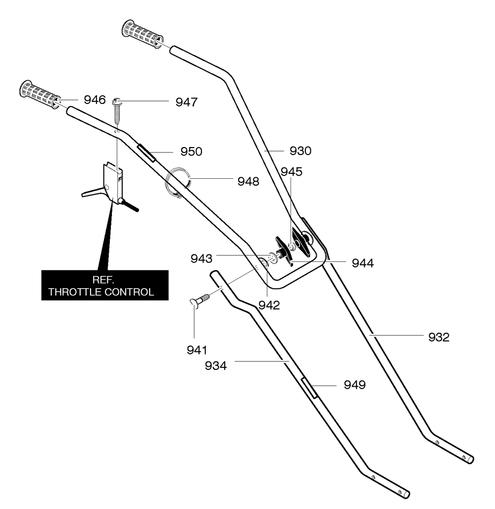 Handle Assembly Diagram and Parts List for 11053X4NB 2005 Briggs and Stratton Cultivator